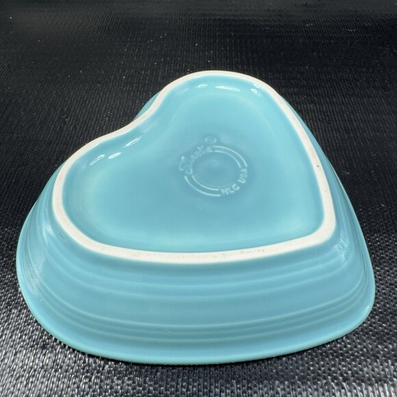 Fiestaware Turquoise Heart Bowl Fiesta Blue Dish Bowl USA Ceramic 7inch Dish VTG - Picture 10 of 12